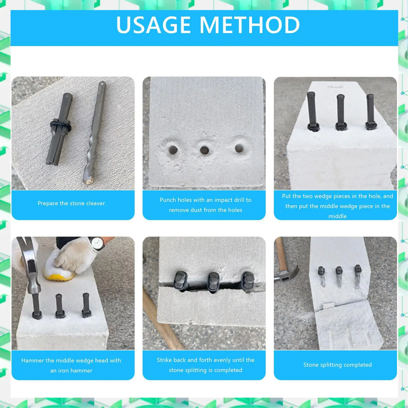 

FIZP 7 Set 5/8Inch Plug Wedges Feather Shims Concrete Rock Stone Splitter Hand Tools 16Mm