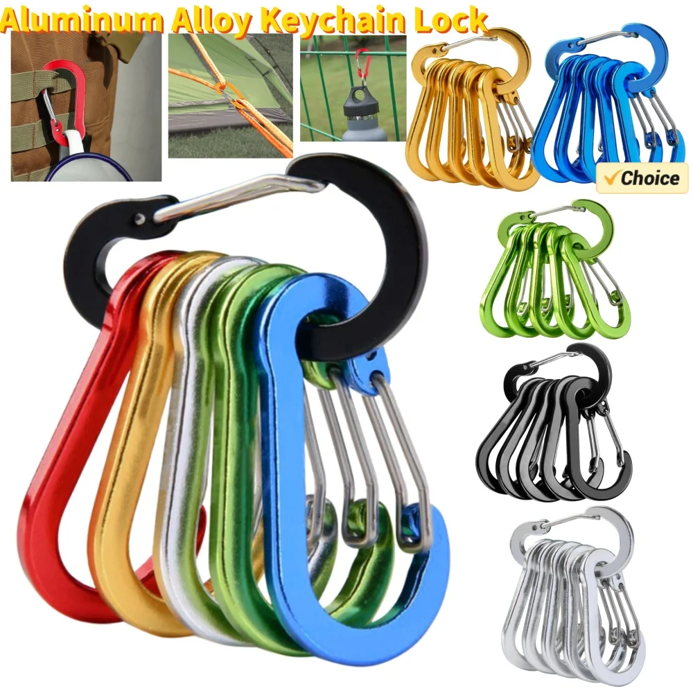 6Pcs Aluminium Legierung Karabiner Schlüsselbund Outdoor Camping Klettern Snap Clip D-ring Snap Clip Schnalle Haken Karabiner Clip multi Tool
