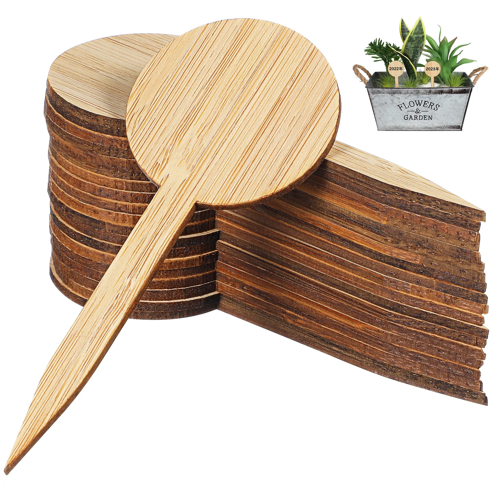 

20 pcs Gardening Labels Bamboo Plant Stakes Brown Signs Light Marker Thicken Seedling Label Plants Sign Miniature Decor