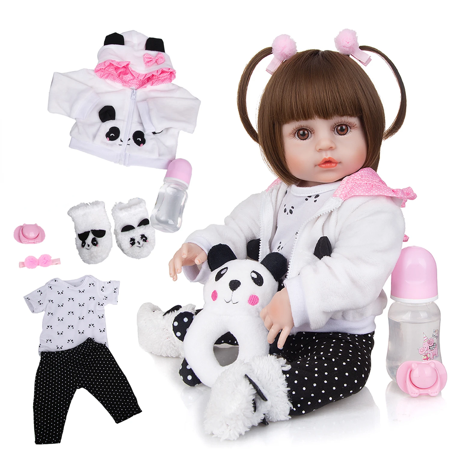 55cmDoll Reborn Boneca Bebe Reborn Doll Corpo De Silicone Pode Tomar Banho Chupeta Magnetic Presente De Crianças Barato Promoção