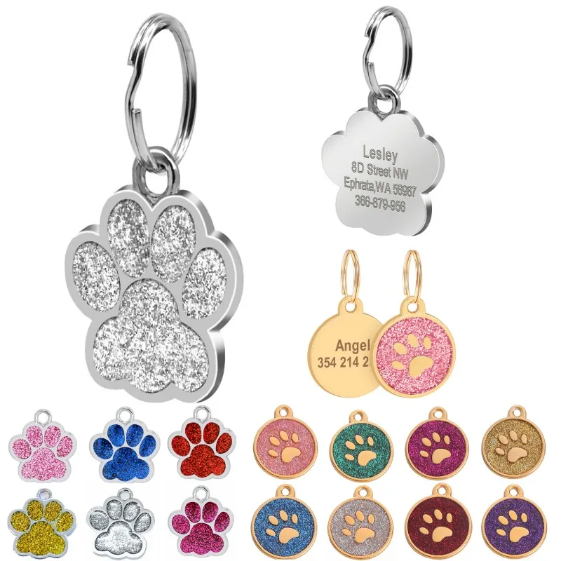 Stainless Steel Pet Dog Name Collar Pendant Personalized Dog Tag Pet Supplies Free Engraved Dog Keychain Anti-Lost Cat Id Tags