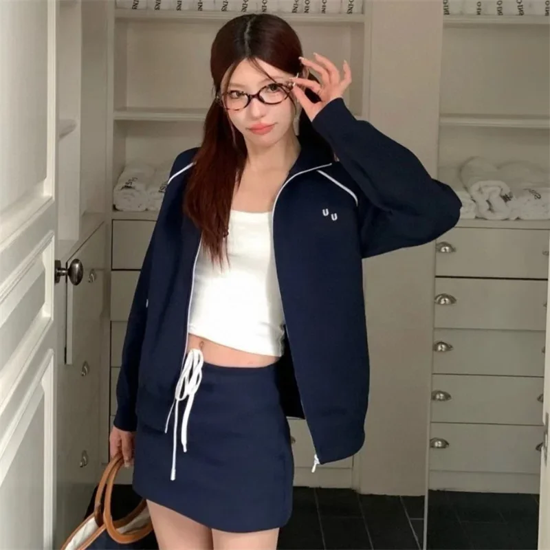 women Sports Jacket and Skirt Suit k406010 Spring and Autumn Casual Women\'s Premium Cardigan Short Jacket Sportswear 2024 New