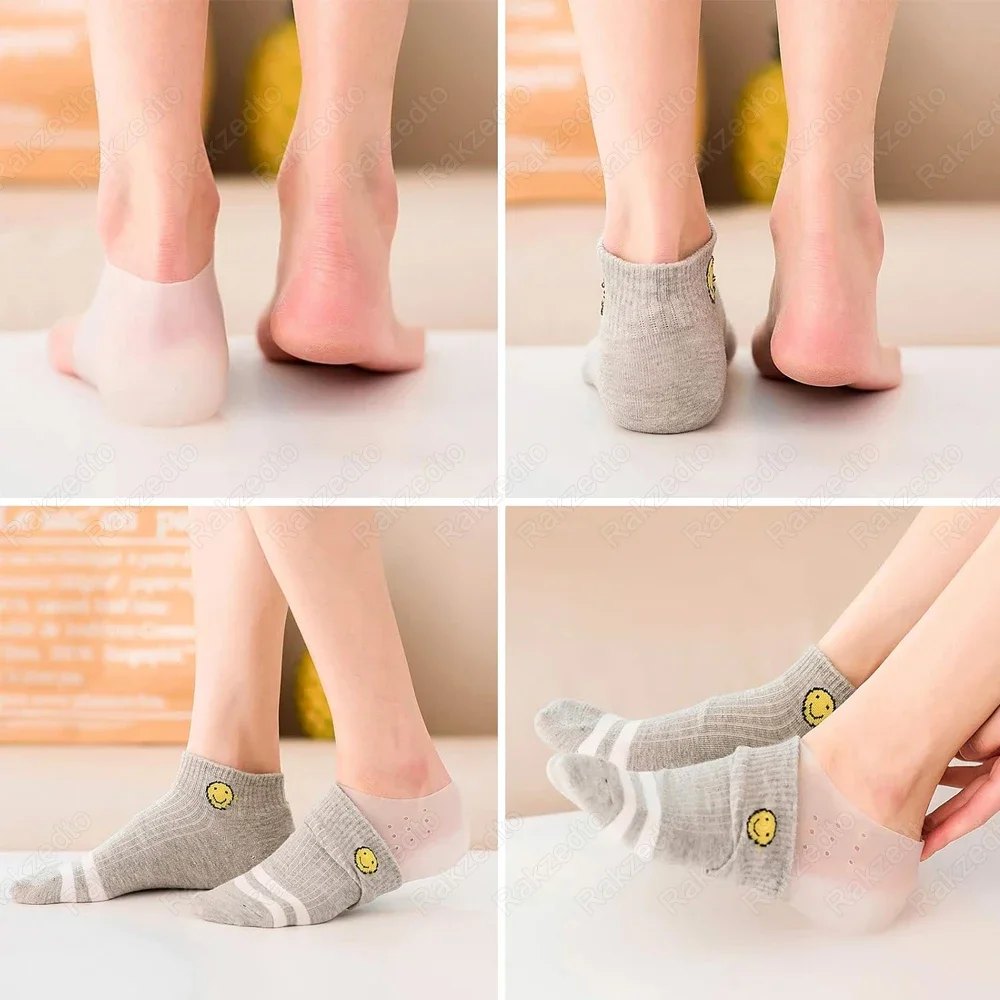 Silicone Height Increase Insoles for Man Woman Shoes Lift Insert Gel Shoe Pads With Breathable Holes Invisible Height Heel Socks