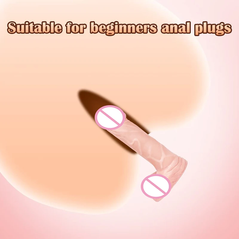 4 Inch Realistic Small Dildo Beginner Anal Plug Soft Anal Dildo with Curved Shaft and Balls Adult Sex Toy Women Men Couple