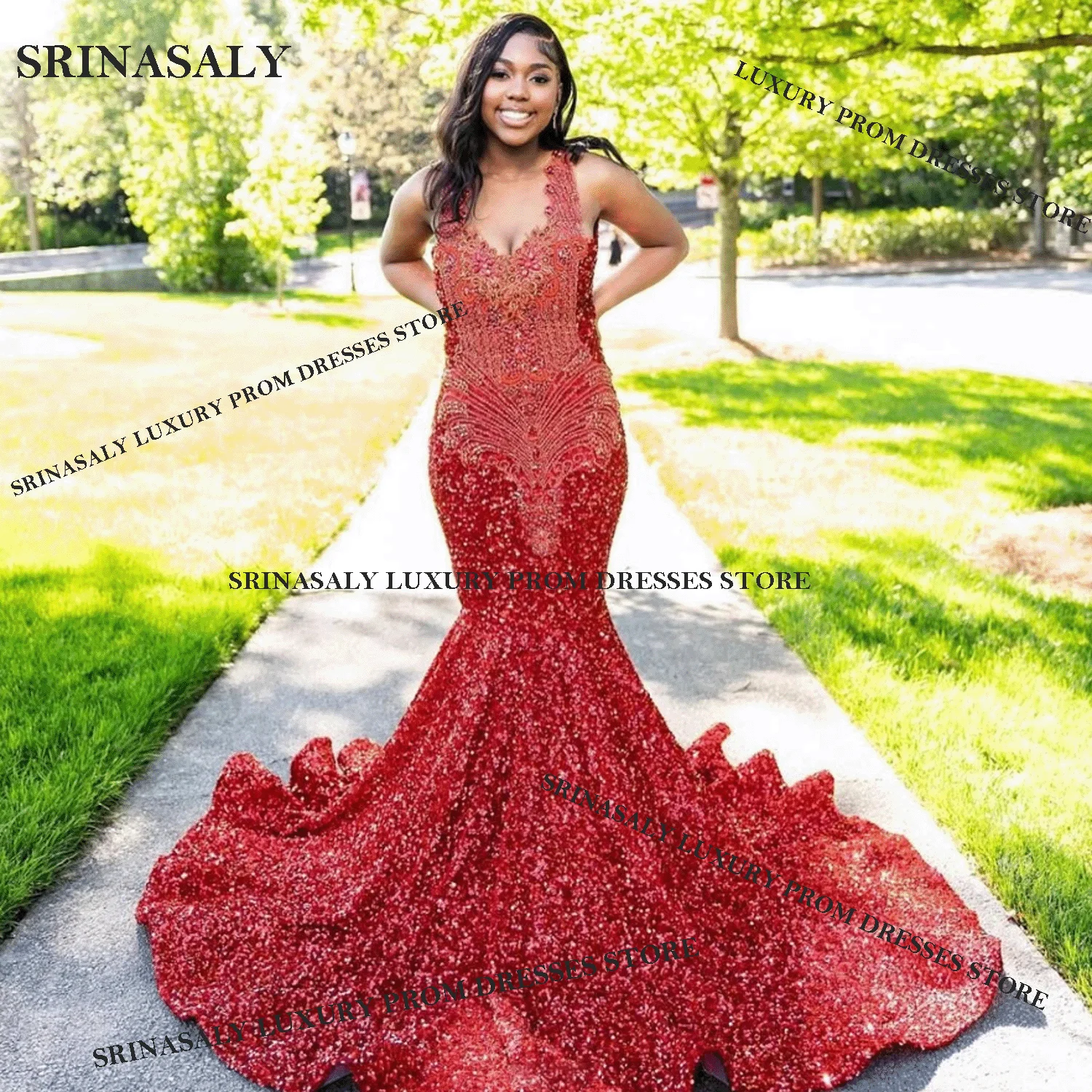 

Customized Aso Ebi Prom Dress Mermaid Beaded Crystals Formal Evening Party Gala Gowns Lace See Throuh Birthday Robe De Soiree