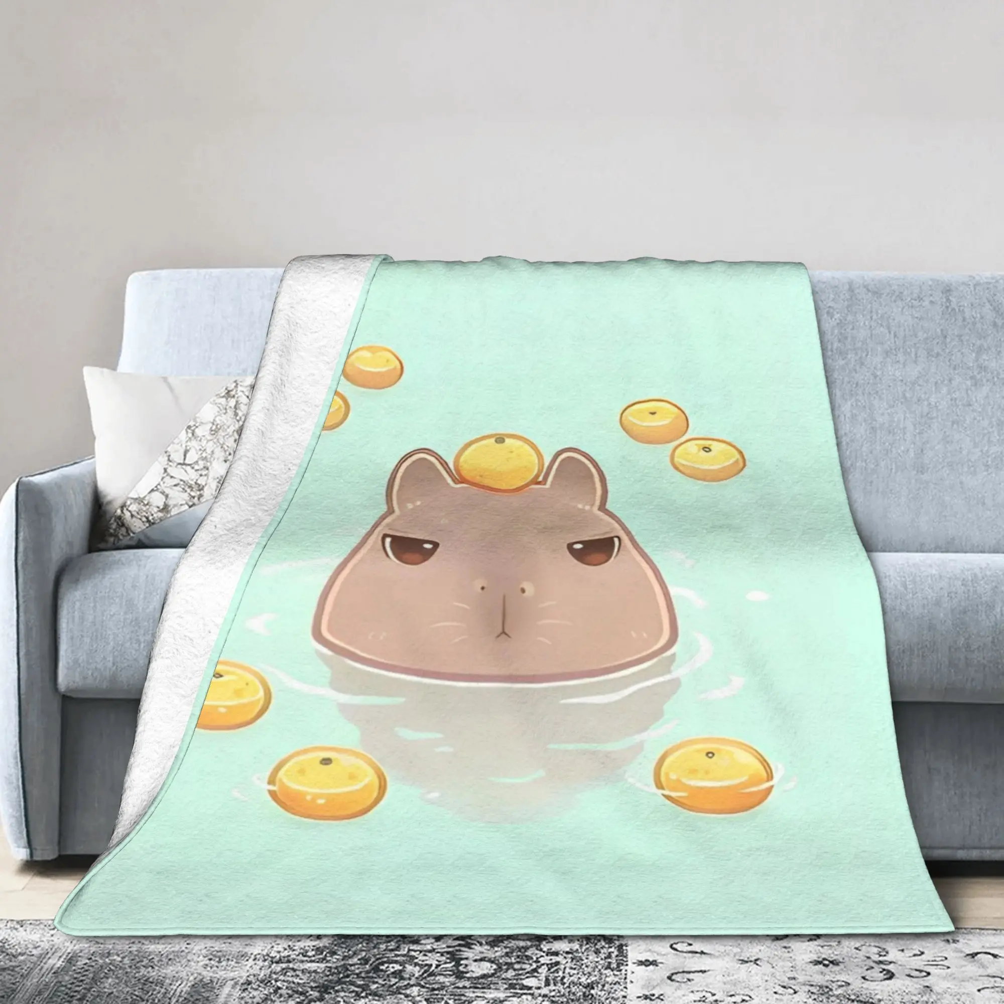 Manta de Franela con Diseño de Capibara, Divertida Manta para Sofá, Cama, Salón, Alfombra de 200x150cm