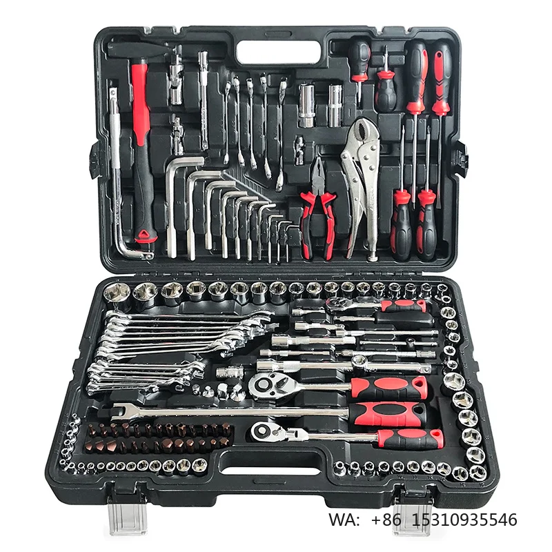 RT 150-Piece Multi-Functional Professional Auto Repair Toolbox Plastic with 1/2 1/4 3/8 OEM Customizable Hand-Power Source