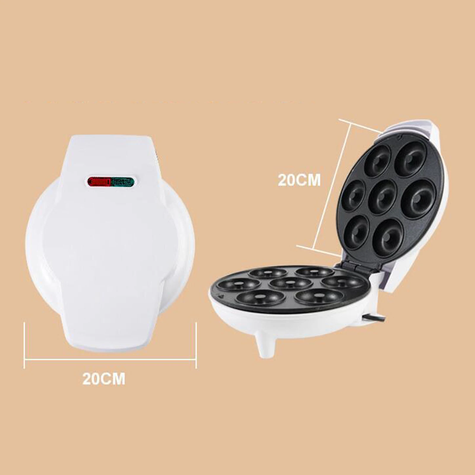 Mini Donut Maker Machine Easy to Use Nonstick Makes 7 Small Doughnuts 750W Cake Machine Waffle Iron for Commercial Use Household