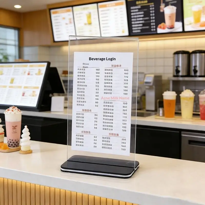 Acrylic Panel Wine Menu Display Stand Vertical Double Sided Photo Display Frame Transparent A4 A5 A6