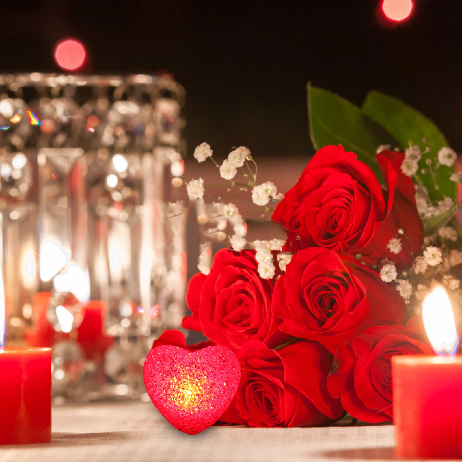 

Cute Night Lights Heart Shape Led Hold in Hand Ring Sign Abs for Table