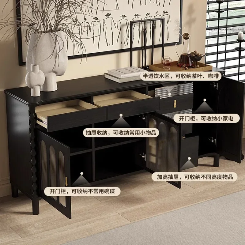 アメリカンヴィンテージ無垢材サイドボード、フランス中世のリビングルーム装飾キャビネット、壁収納、玄関キャビネット