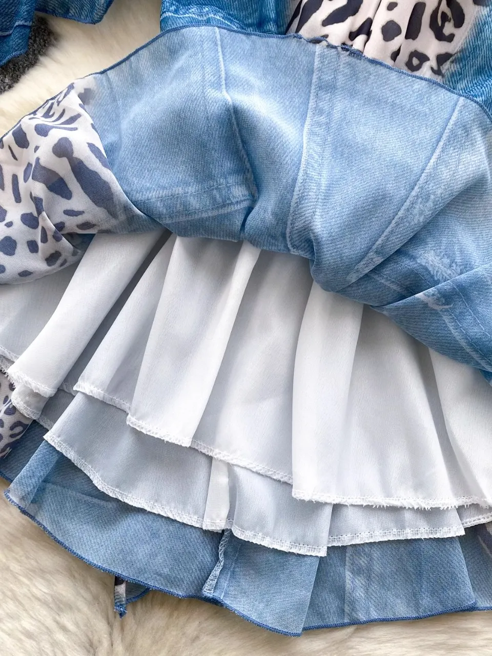 Foamlina Abbigliamento per le vacanze estive Mini abito corto senza maniche Vita da ragazza Skinny Halter Bretella Abiti con stampa bordo volant