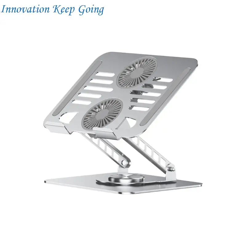 E65C Double Cooling Fan Laptop Stand For 17.3Inch Notebook Adjustables Height Ergonomic Design And 360 Degree Rotation