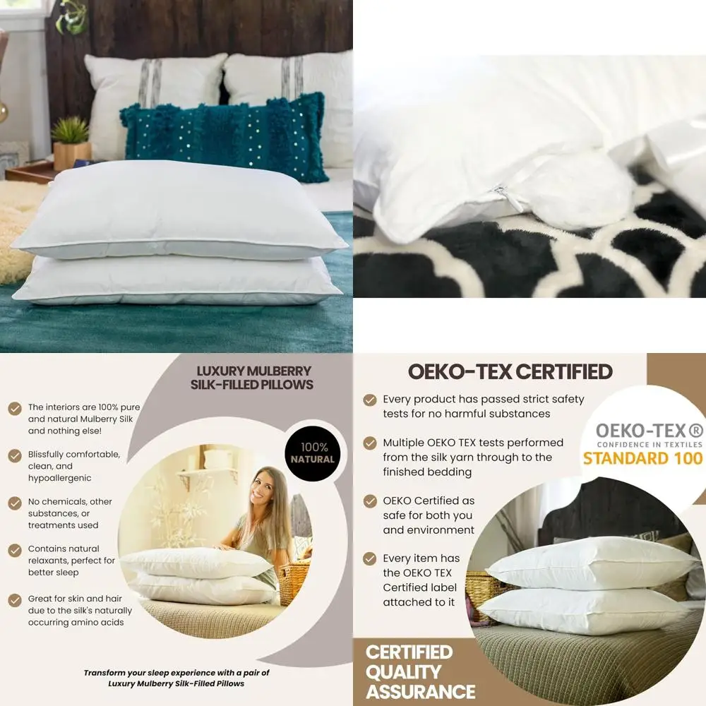 

Luxury Mulberry Silk Pillows - Standard 26x20, Hypoallergenic Comfort for Sleep