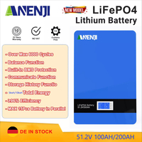 10KWh 5KWh Powerwall 48V 51.2V 200Ah 100Ah LiFePO4 Battery Pack 6000Cycle Buitl-in BMS Bluetooth APP CAN RS485 Solar System EU