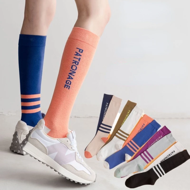 Calcetines largos hasta la rodilla de tubo, calcetín de moda, estilo urbano, europeo y americano, versión AB