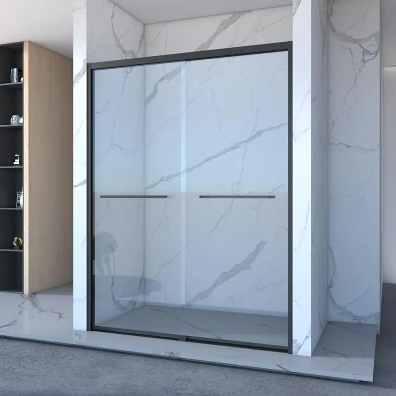 

56-60” x 70” Aluminum Frame Double Sliding Shower Door, Bypass Bath Sliding Door with Premium 5/16” Clear Tempered Glass, Black