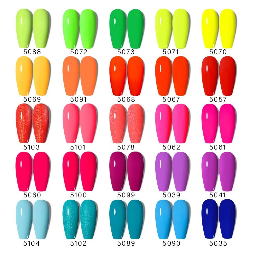 Rainbow Ghini 15ml Neon Gel Nail Polish Candy Fluorescence Colors Semi Permanent UV Varnish Hybrid Gel Paint Nail Art Glue Bar