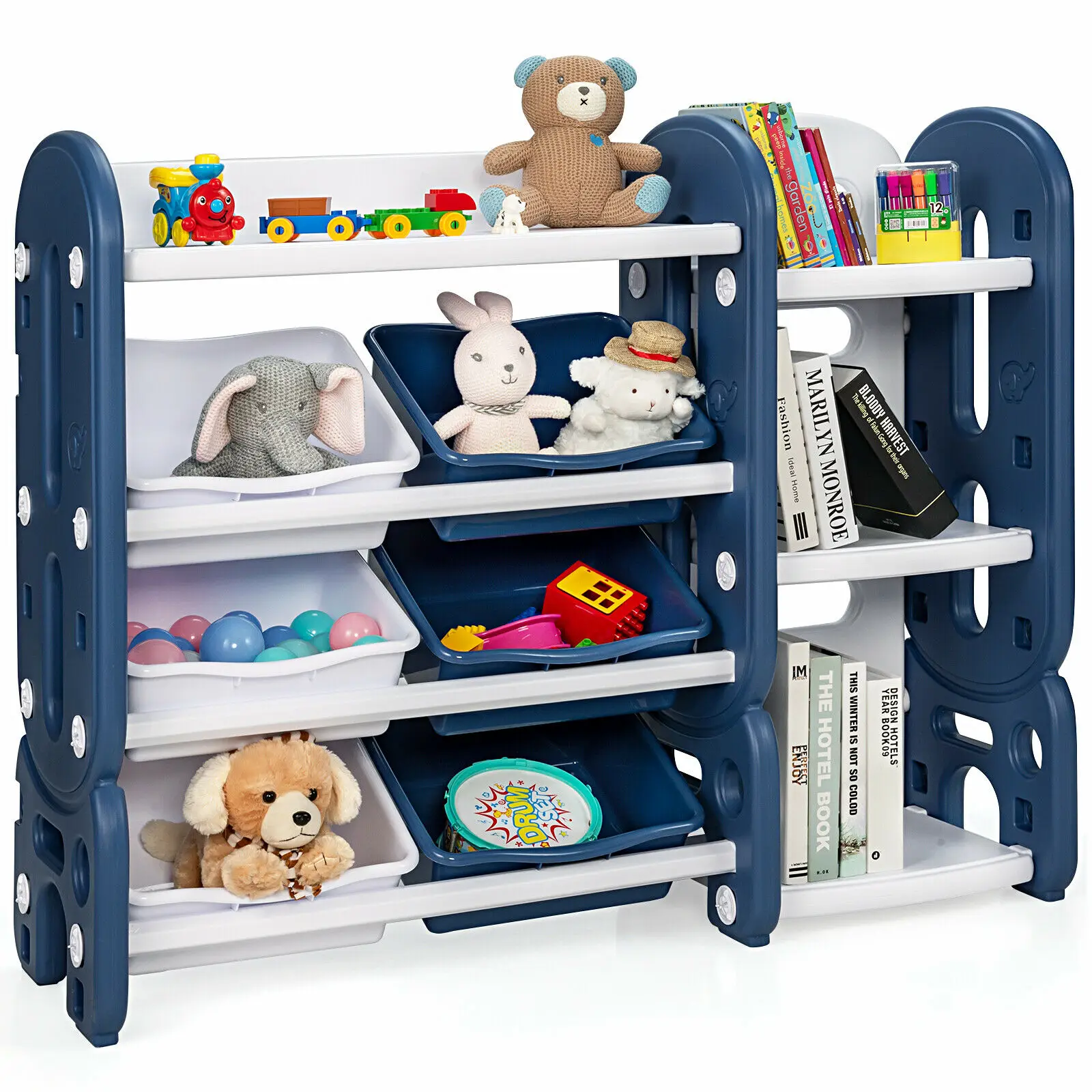 Organizador de almacenamiento de juguetes para niños, con contenedores y estante multicapa para dormitorio, sala de juegos, TY327808