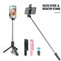 Foldable Selfie Stick Bluetooth Retractable Rod Mini Tripod Holder Wireless Remote with Remote Shutter for Huawei/Xiaomi/iPhone