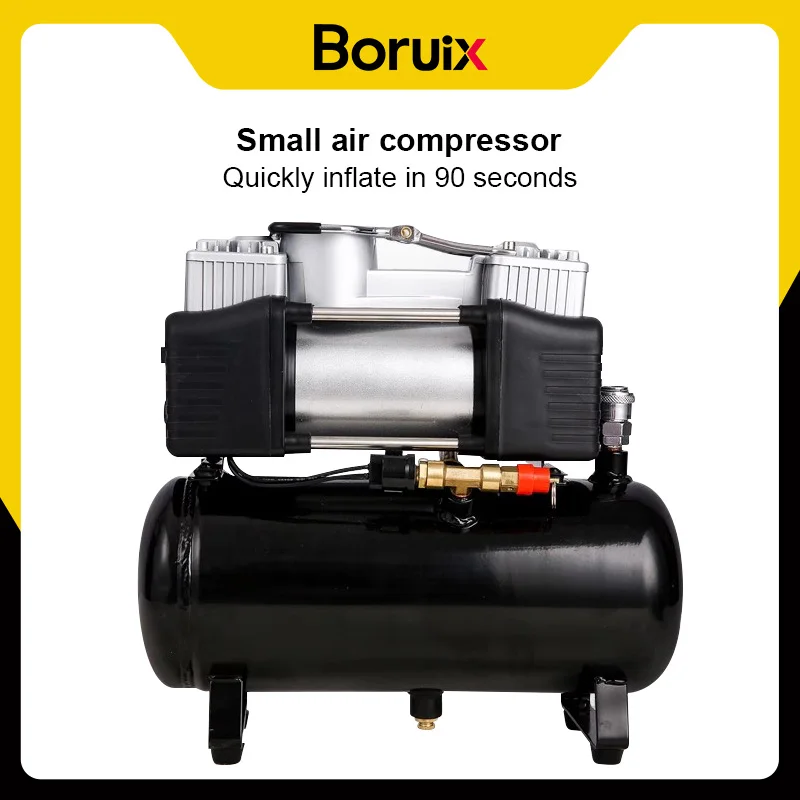 BORUIX 4L 220V/12V Dual Cylinder Air Compressor Portable Car Tire Inflator Pump 200W 150PSI 4WD Kit Pressure Pump