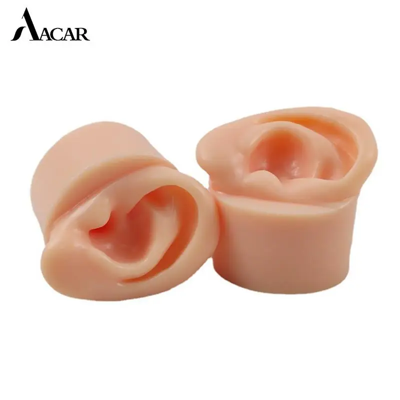 1PC Fake Ear Realistic Soft Silicone Ear Model Deep Canal Delicate Texture With Base Training Teaching Instruction Display Props