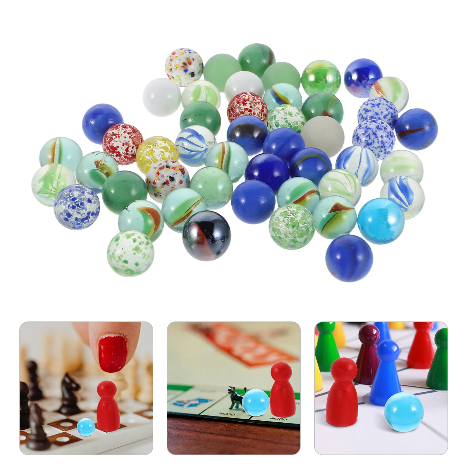 

50Pcs Colorful Glass Marbles Wide Application Indoor Outdoor Decor Games Adults Glass Beads for Crafts Marble Collection