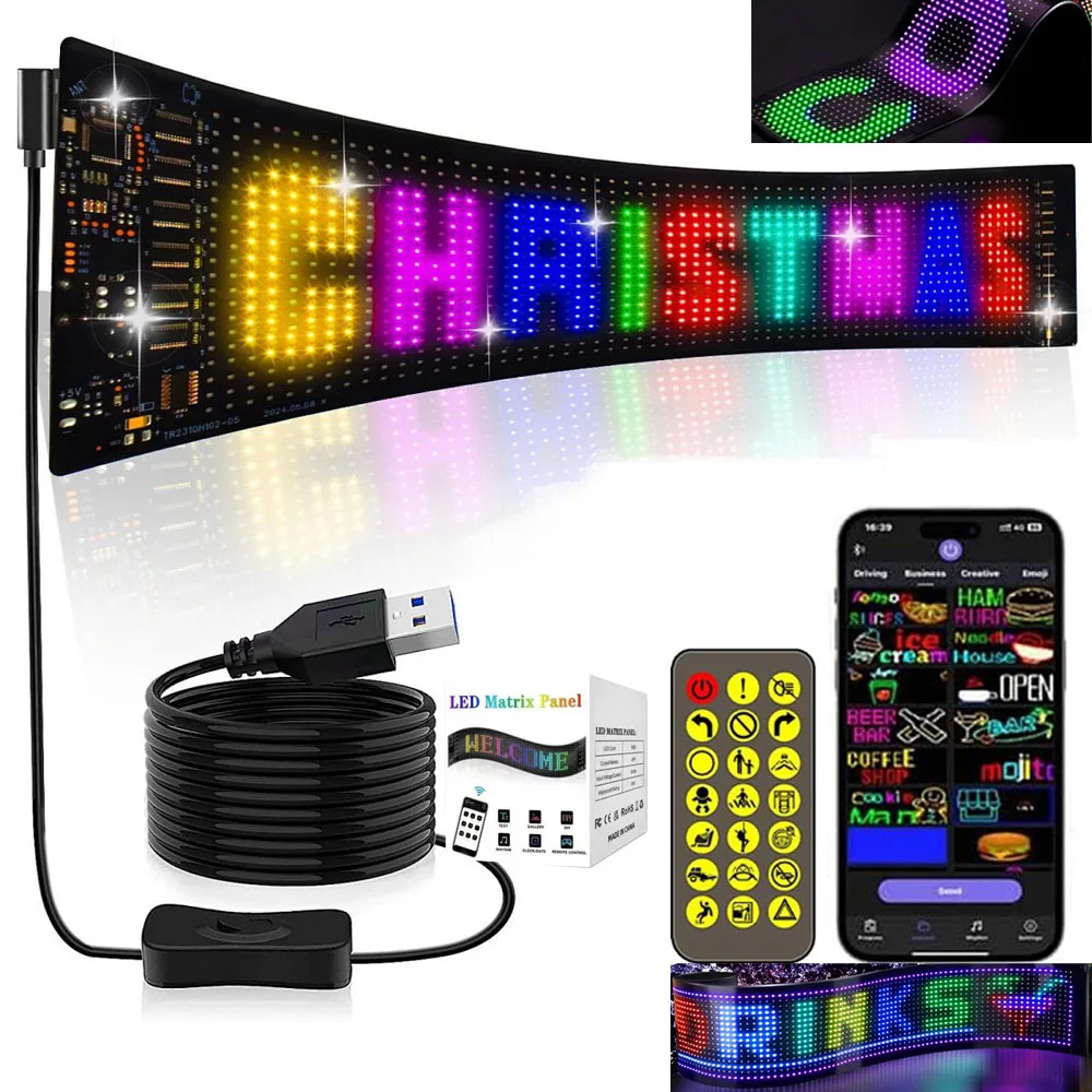 USB 5V Bluetooth Truck Car Devil Eye LED Sign Scrolling Advertising Custom Text Logo Light with App Control Pattern Animation