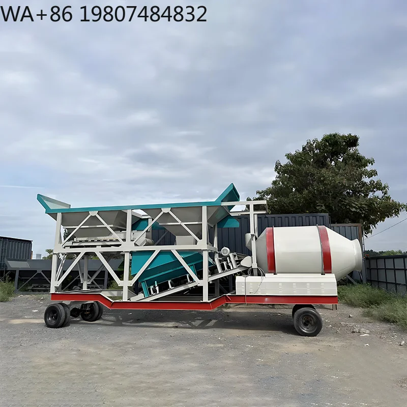 Portable Mobile Mini Concrete Mixer Automatic Batching Plant Station Small Construction Site Cement Mixing Processing ry