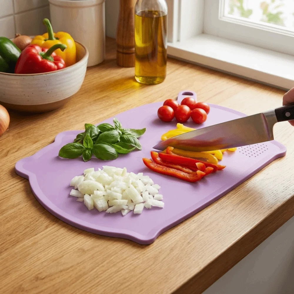 Easy To Clean Non-Slip Anti-Mildew Cutting Board Double-Sided Soft Chopping Board Thickened Hangable Chopping Block Camping