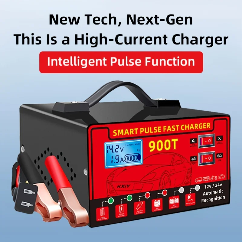 12V/24V Smart Portable Battery Charger Suitable for, Motorcycles, RV,, ATV/UTV with LCD Display, Pulse Repair, Temperature view 4