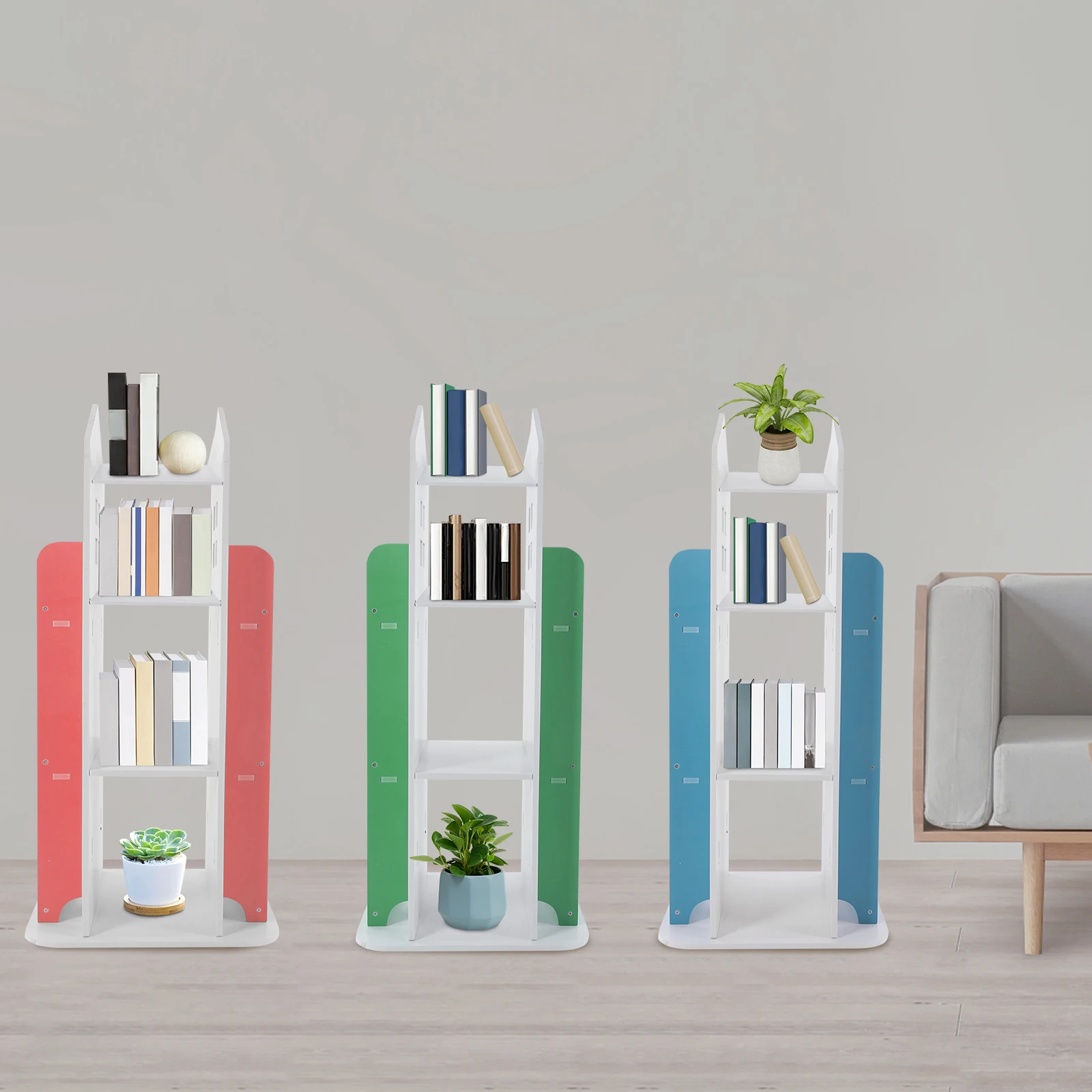 360° Rotating Bookshelf, Kids Bookshelf with Baffles, Revolving Corner Bookshelf for Children's Bedrooms, Study Rooms