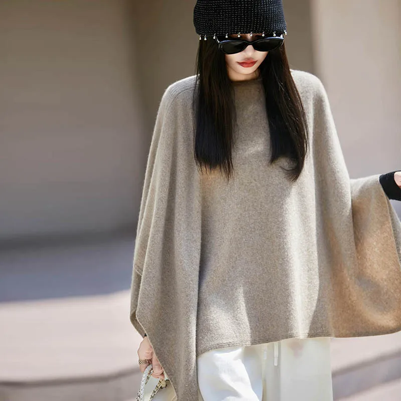 100% Merino Wool Women's One Collar Large Shawl Cardinals Fashion Casual Warm Skin Friendly Autumn and Winter Top Clothes