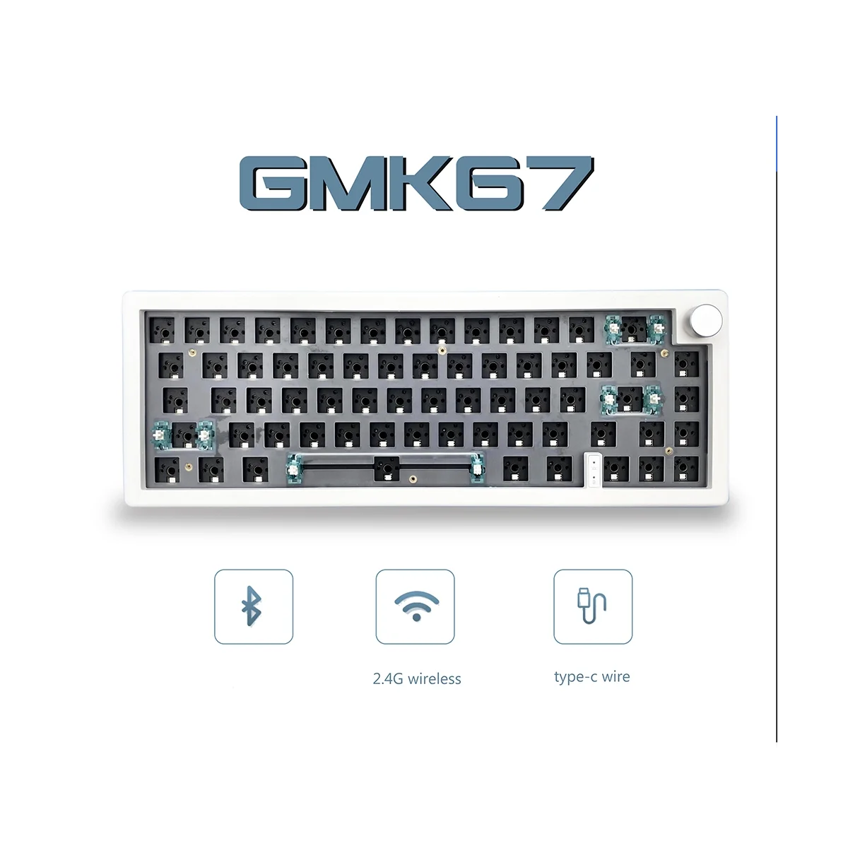 

GMK67 Hot Swappable RGB Backlight Mechanical Keyboard Kit Bluetooth 2.4G Wireless 3 Mode Customized DIY Keyboard White