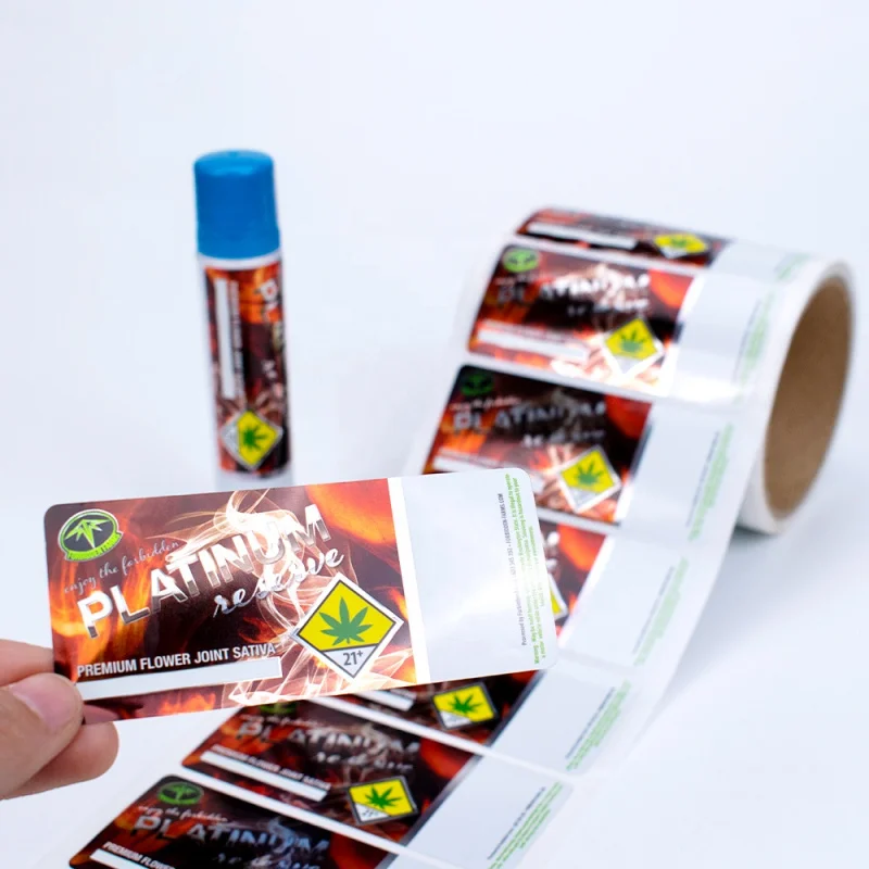 20 0 pieces.Custom.Shiny Silver BOPP Vial Label Sticker Custom Eco-friendly Gloss Tube Private Label Empty Transparent Roll