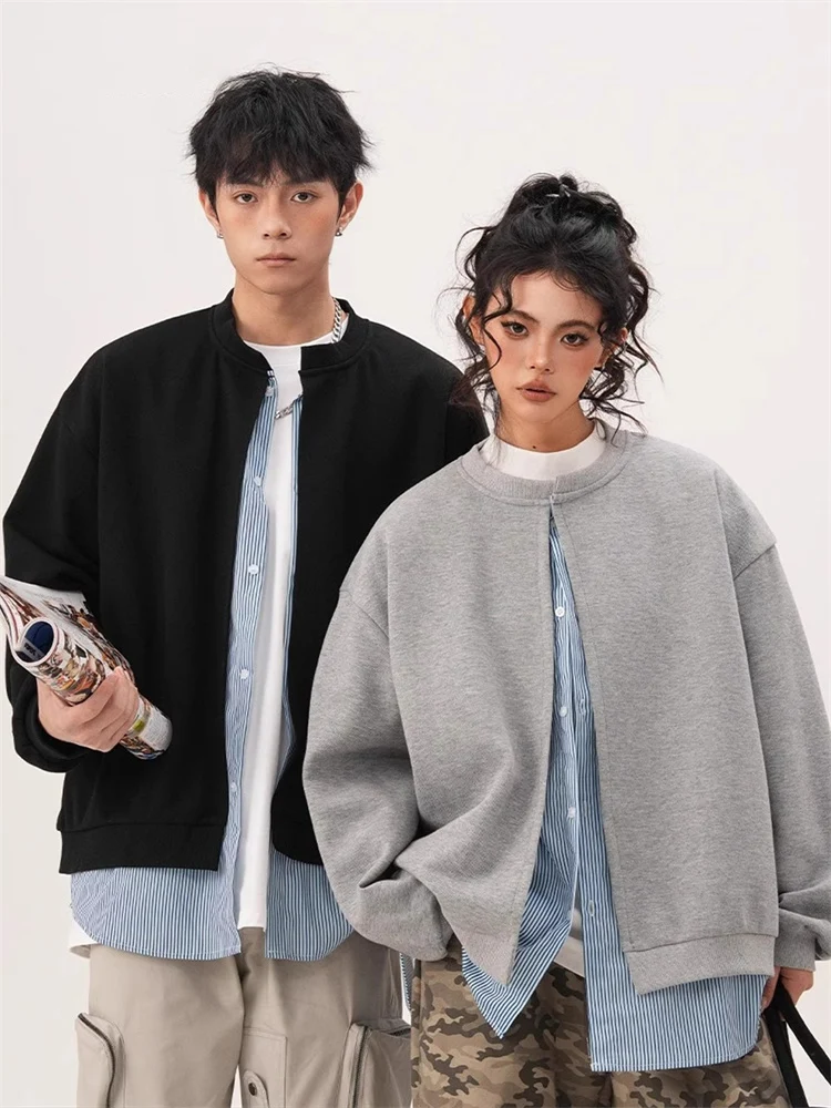 

Aymelon American Retro Striped Open Cardigan Sweatirt ex Spring Casual Loose Couple Outerwear Comfortable Long Sve Z...