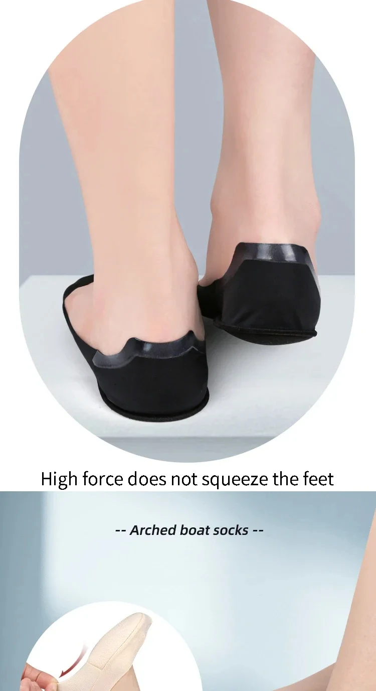 Damen-Bootssocken, weiche, stoßdämpfende Schaumstoff-Einlegesohlen, unsichtbare, rutschfeste Schuhpolster, 2 Stück/6 Stück. – Detail 5