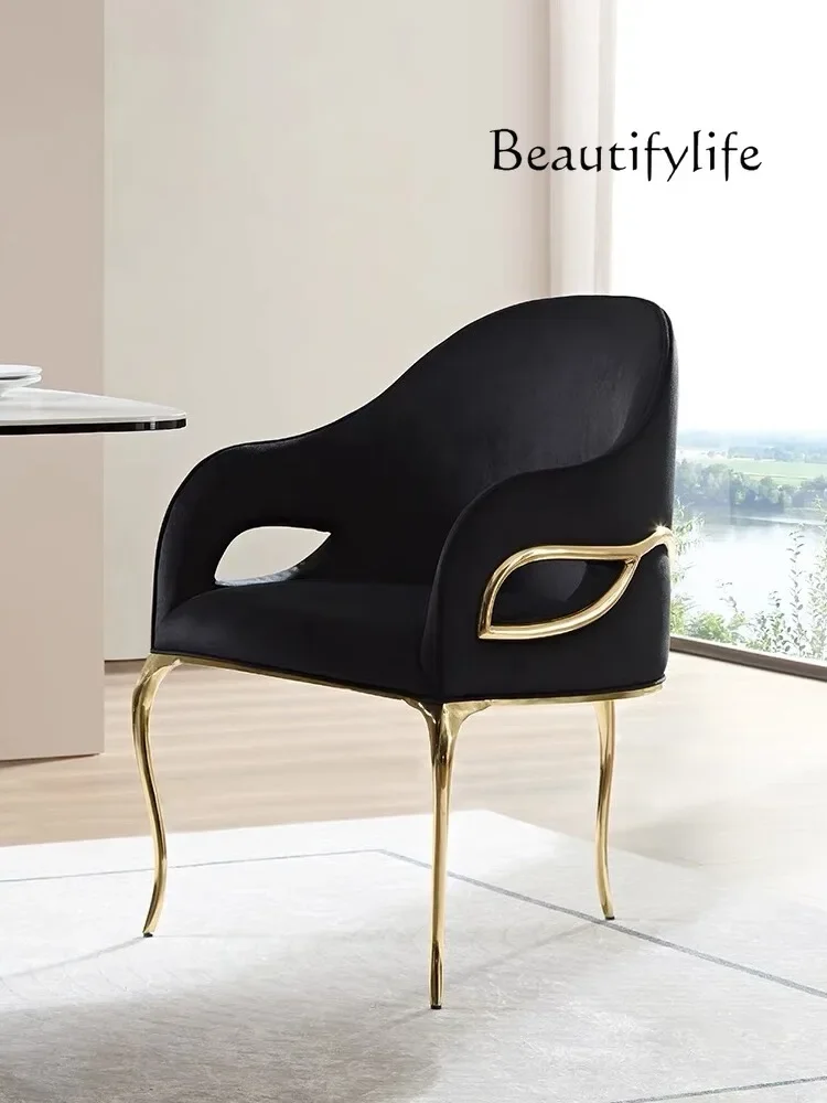 

Italian-Style Light Luxury Creative Dining Chair Three-Leg Leisure Designer Living Room Special-Shaped Single-Seat Sofa Chair