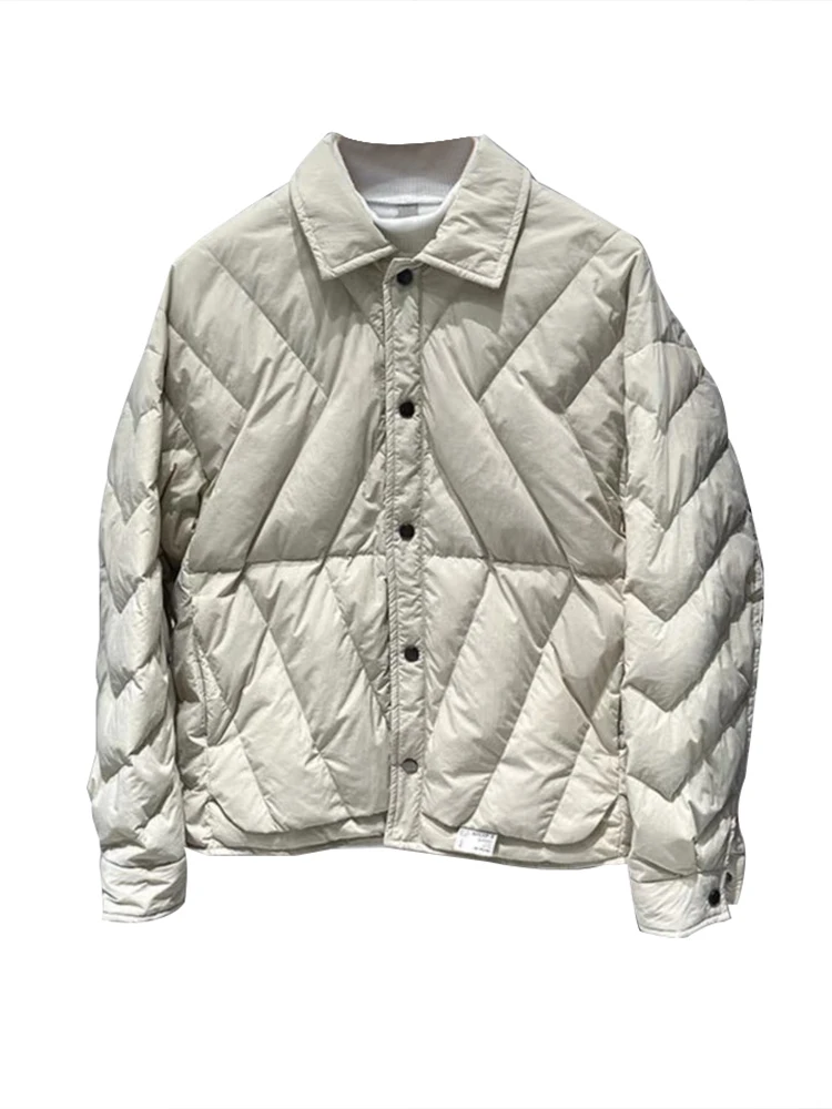 Lightweight Men's down Jaet Collared irt Sle Warmth Faionable Korean Sle Winter Outerwear Cotton Polyester Blend