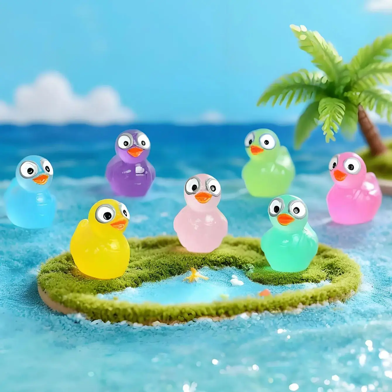 10/20 قطعة شخصيات بطة الراتنج الصغيرة القراصنة الصغيرة البط تمثال مصغرة الحيوانات الحلي DIY بها بنفسك الجنية حديقة الزجاج الحاويات