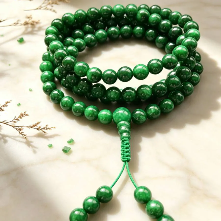 6mm 108 Natural Green jade beads Gemstone bracelet Pray yoga Health Relief Unisex Mala Trendy Women Energy Prayer