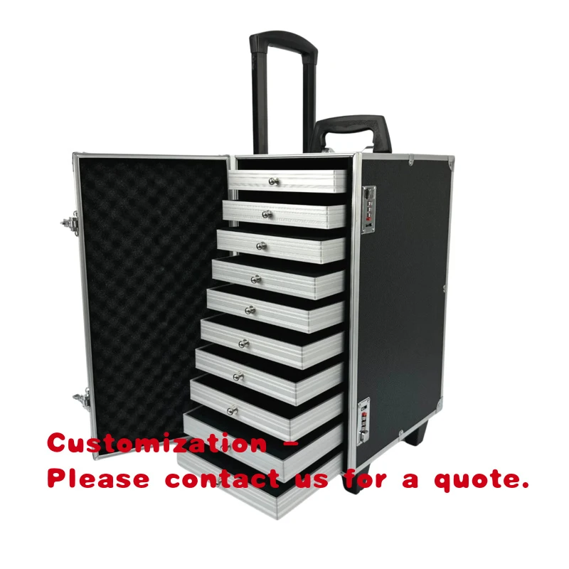 

custom.Big Size Exhibition Jewelry Organizer Suitcase Chain Rings Travel Large Metal Jewelry Trolley