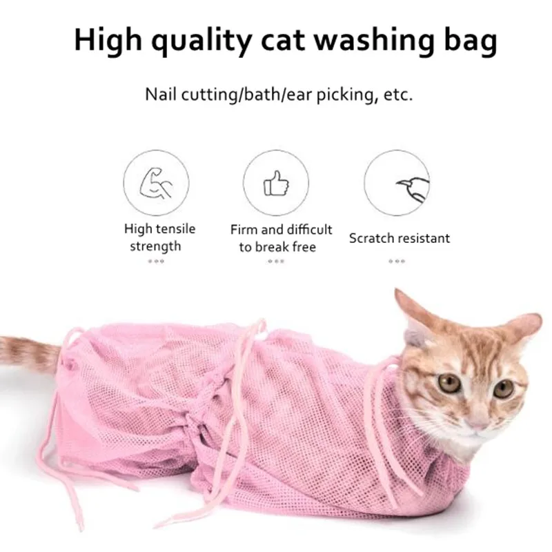 Pet Cat Bath Mesh Bag Multifunctional Adjustable Anti-Scratch Pull-Resistant Grooming Washing Bags Cat Supplies