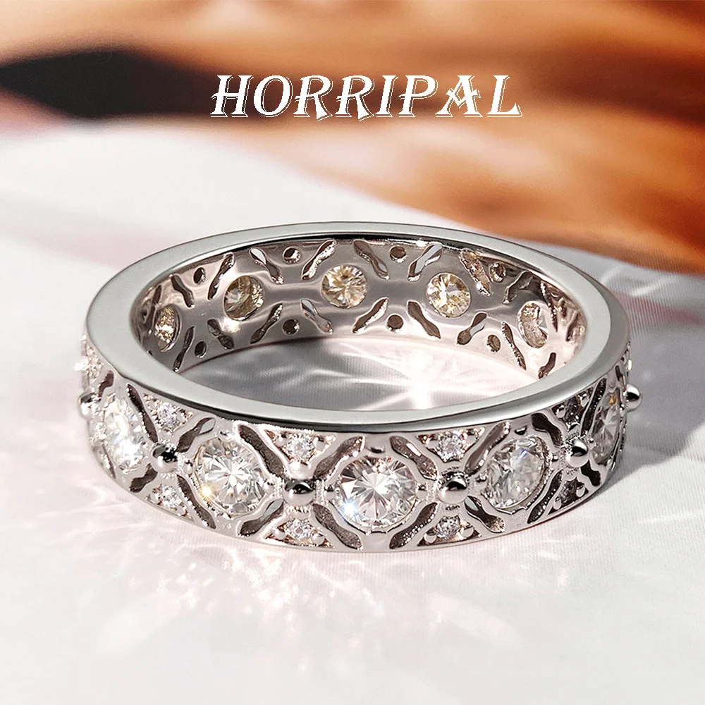 

HORRIPAL D VVS1 Moissanite Ring for Men Woman S925 Sterling Silver GRA New Party Band Daily Waterproof Hiphop Cuban Fine Jewelry