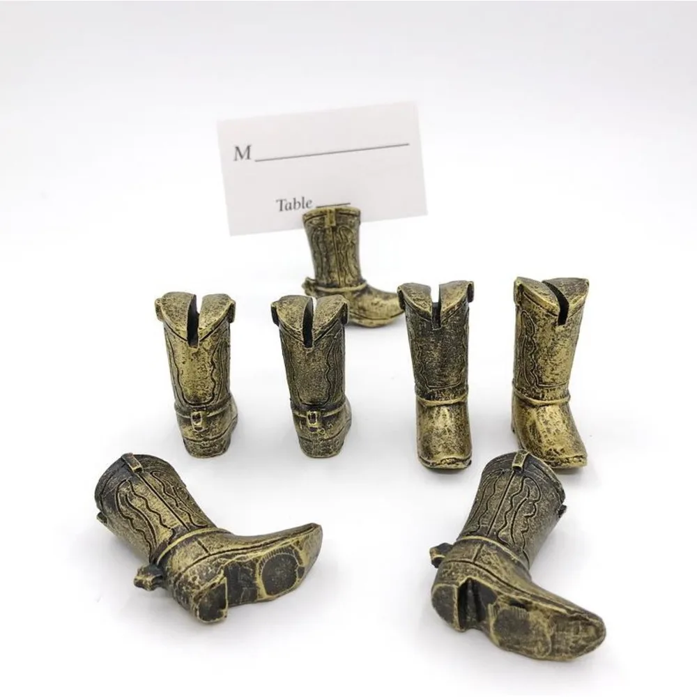 200pcs Gold Resin Cowboy Boot Place Card Holder Elegant Wedding Party Supplies Portatarjetas Con Forma De Bota De Vaquero