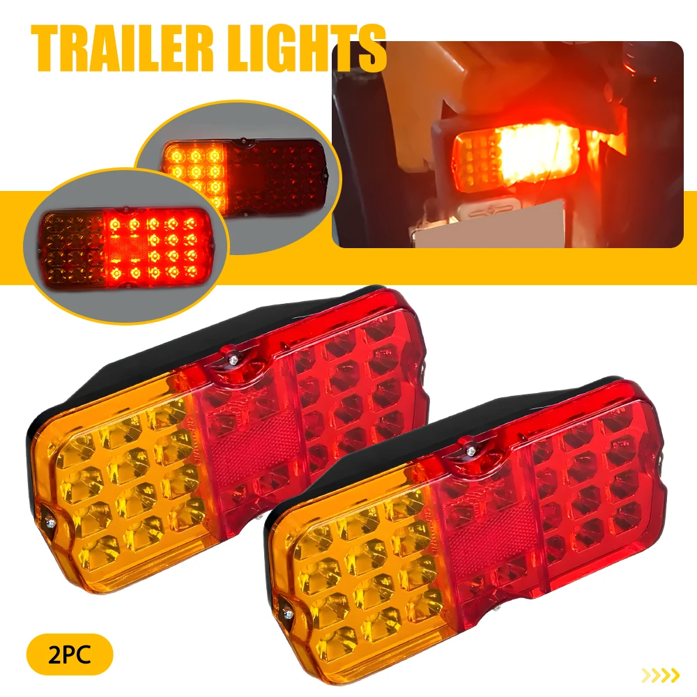 

2Pcs High Brightness Auto Tail Lights Rear LED Lamp Red Amber For Truck Car Trailer Tractor 12V Car Rear Lamp Accessories