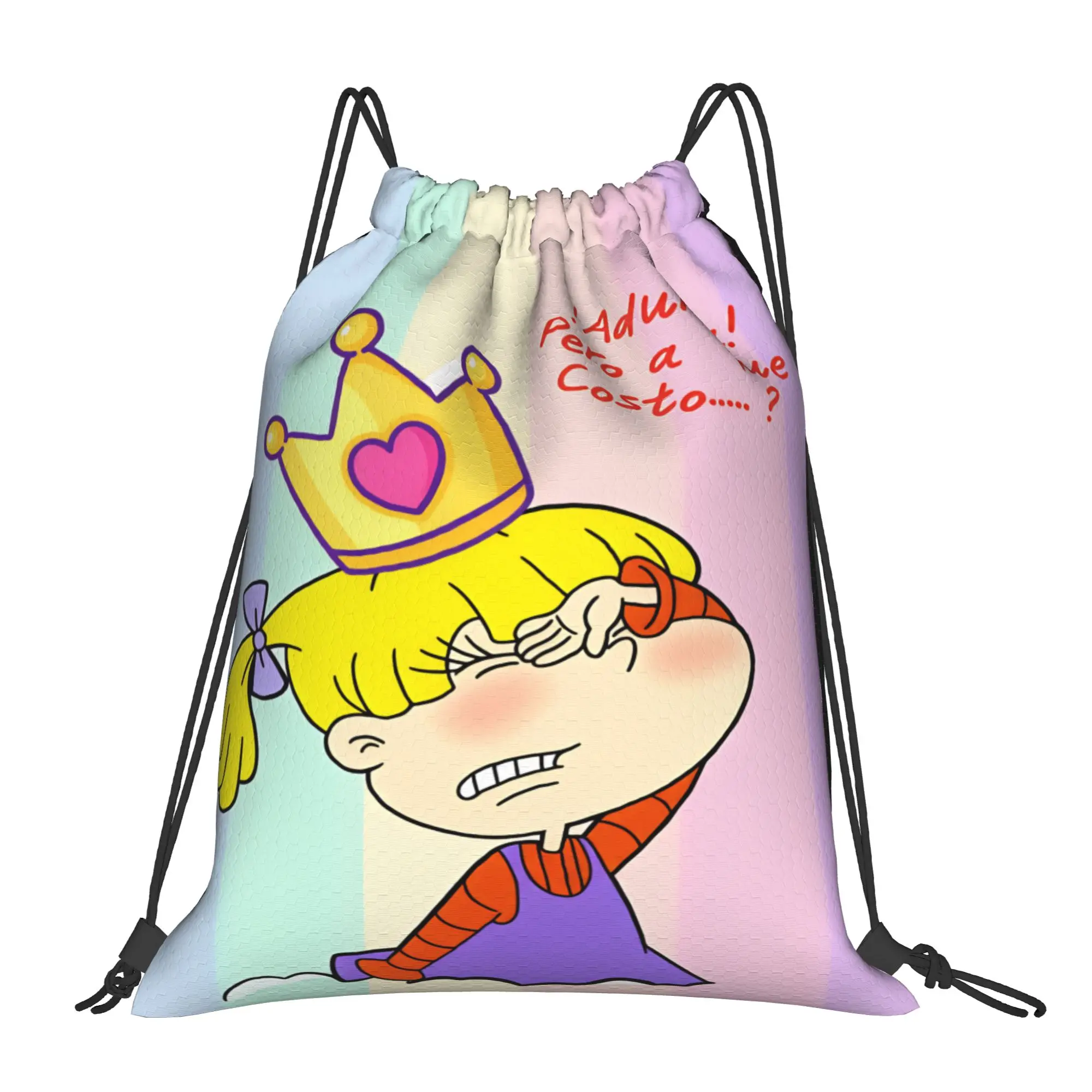Rugrat Character Drawstring Bag  Foldable YSK Fashion Backpacks School Gym Sackpack String Bags For Unisex