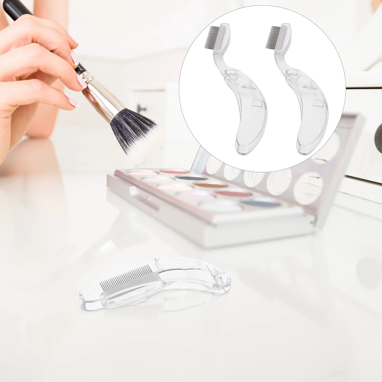 2 Stuks Metalen Wimperkam Tweeërlei Gebruik Wenkbrauw- en Wimperborstel Compact Ontwerp voor Reizen Gemakkelijk mee te nemen Wenkbrauw Make-up Tool