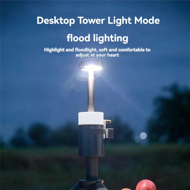 

A44Z Telescopic Camping Light 6000mAh Rechargeable Lantern Auto Triangle Stand USB-C Bright LED Portable Outdoor Lamp