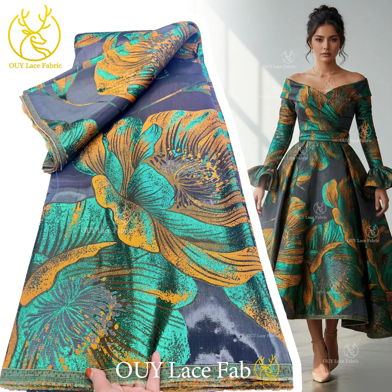 

2026 African Gilding Brocade Lace Fabric Women Nigerian French Jacquard Tulle Lace Wedding Evening Dress High Quality